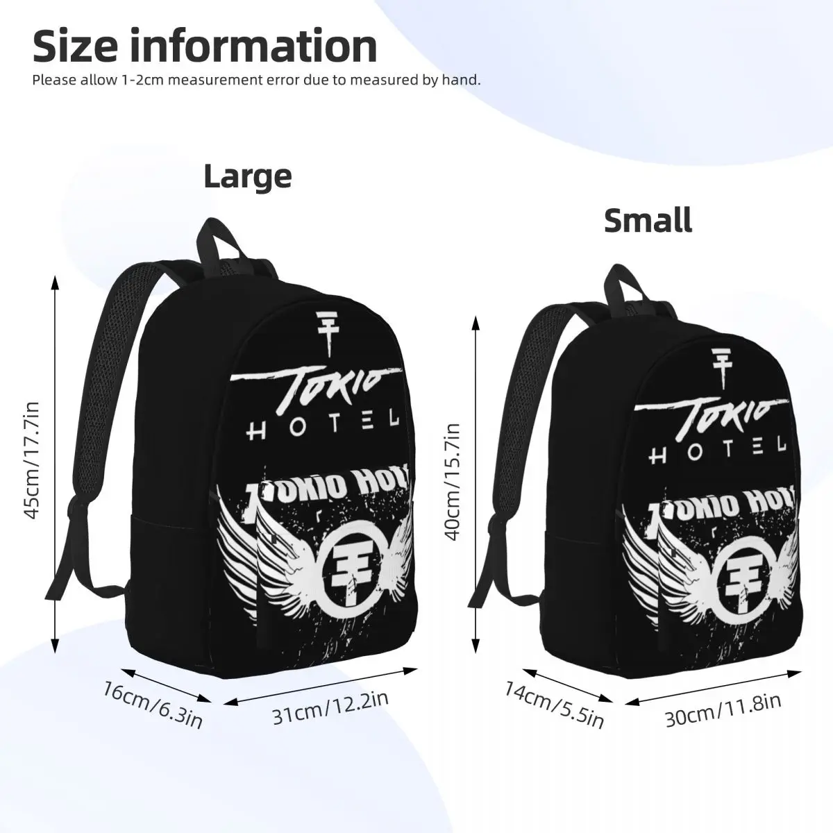 Mochila con logotipo de Tokyo Hotel Merch para hombres y mujeres, bolso de hombro para computadora portátil, mochila de trabajo de escuela secundaria a la moda, paquete de día, banda de Rock, regalo