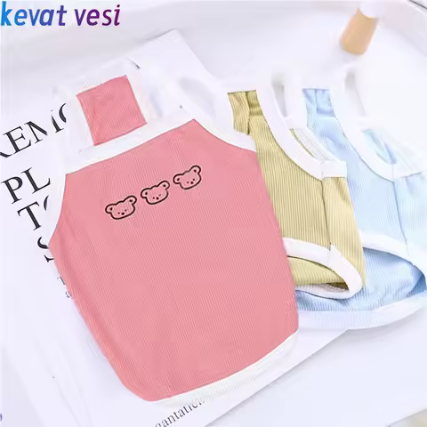Summer Dog Vest Thin Breathable Pet Sling for Small Medium Dogs Cats Cute Puppy T-Shirt Chihuahua Teddy Yorkshire Clothing