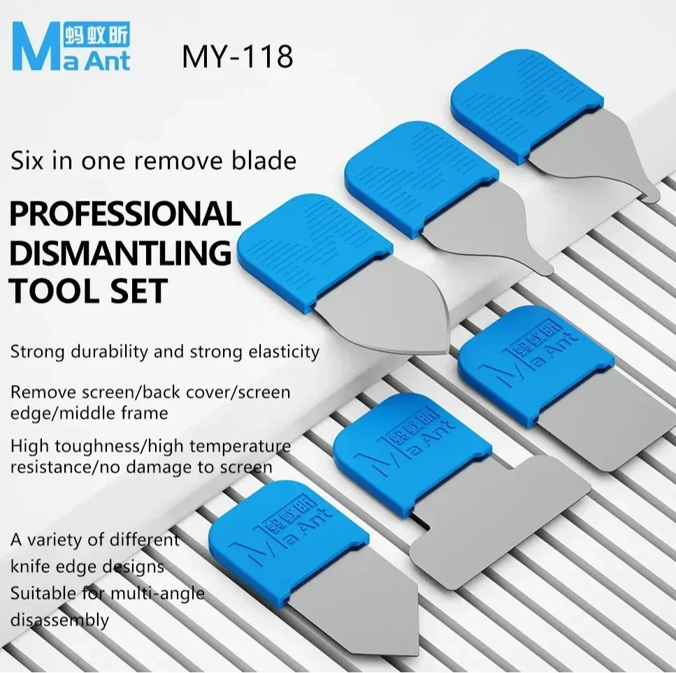 Maant MY-118 Ultra Thin Metal Steel Opening Tool Glue Removal Blade Set High Hardness Screen Separating Opening Pry Tools