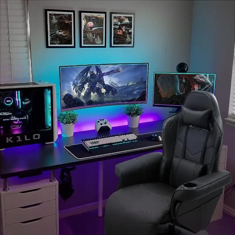 Homall Computer Racing Style Pu Leather Ergonomic Adjusted Reclining Video Gaming Single Sofa Chair with Footrest Headrest