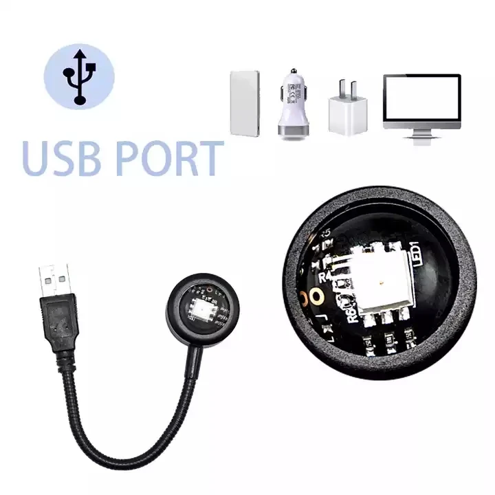 USB Sunset Projection Lamp Rainbow Atmosphere Night Light Sunset Light for Photography Selfie Coffee Store Live Wall Decoration