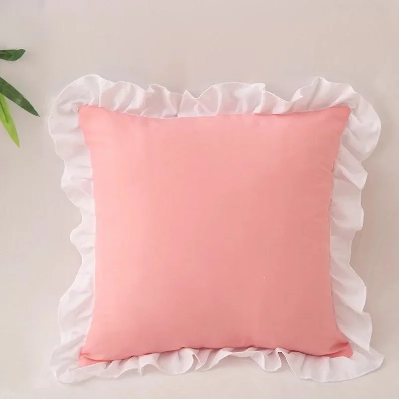 Solid Pillowcase for Sofa Cushion Cover with Ruffles Home Decor Office Bed Pillow Covers Multiple Size 40X40cm 45X45cm 50X50cm