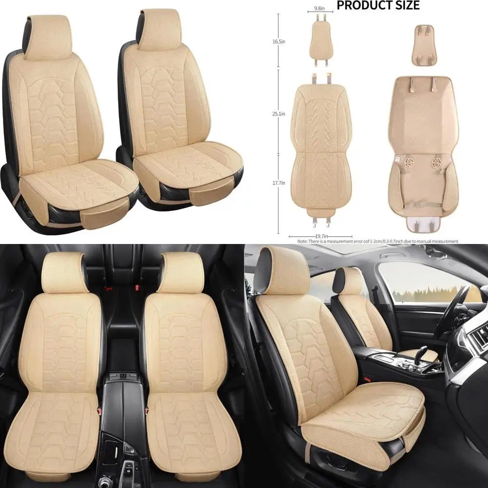 

Linen car Seat Covers Breathable Cloth Fabric Seat Protector Front seat Covers Universal Fit for 95% Automotive, Car, Van, SUV,