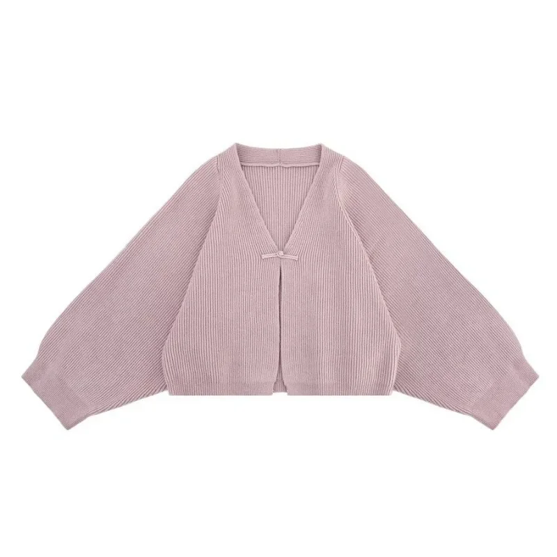 Dzianinowy kardigan damski w stylu chińskim, dekolt w serek, szykowny, delikatny, krótki, jesienno-zimowy płaszcz damski, mniejszościowy, klasyczny