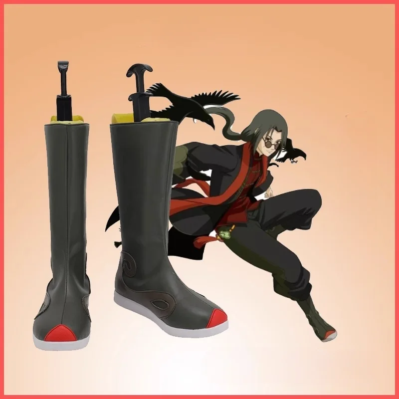 Mobile Game Uchiha Itachi Cosplay Costume Shoes Anime Black Faux Leather Handmade Boots