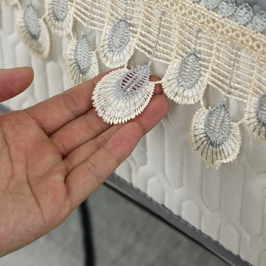 1pc Feather Lace Decor Quilted Non-Slip Sofa Cover, Pet Friendly Washable Slipcover Furniture Protector Living Room Home Decor
