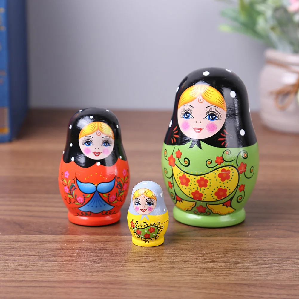 5 Floors Wooden Matryoshka Doll Safe Smooth Strawberry Flower Girl Matryoshka Doll Ornament Handmade Painted for Children Gifts