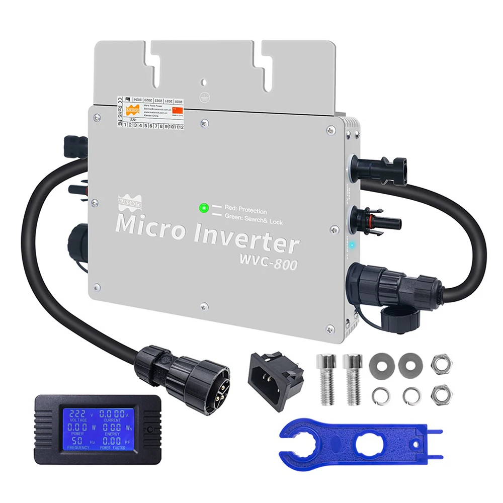 800W MPPT Solar Micro Inverter On Grid 22-50VDC Input Converter With AC Meter Waterproof For Solar Panel To 110V 220V Grid