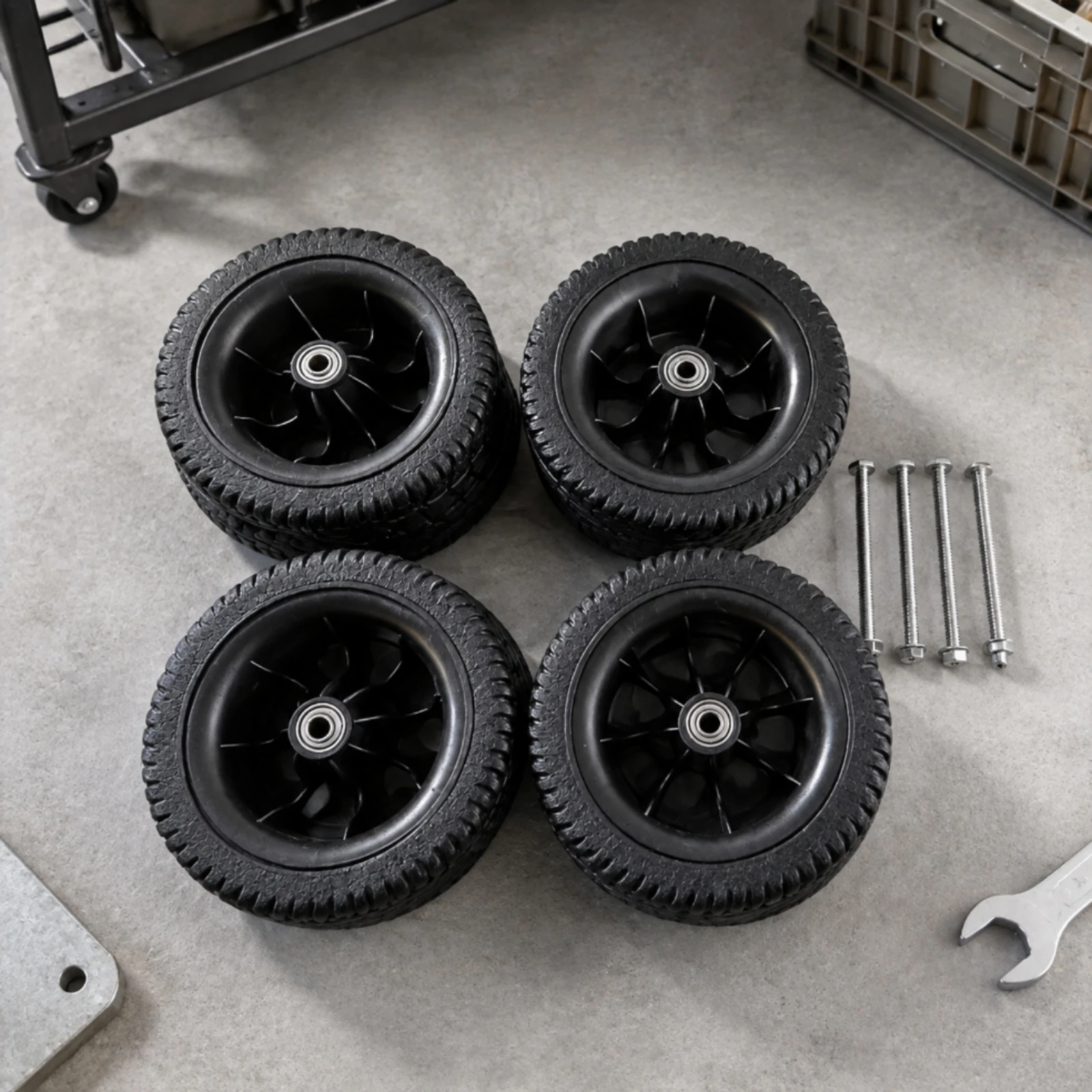 4 Pieces 7-Inch Camping Cart Replacement Wheel Multi-Terrain Camping Cart Wheel with Twin-bearingBearing Hub Rugged Shock