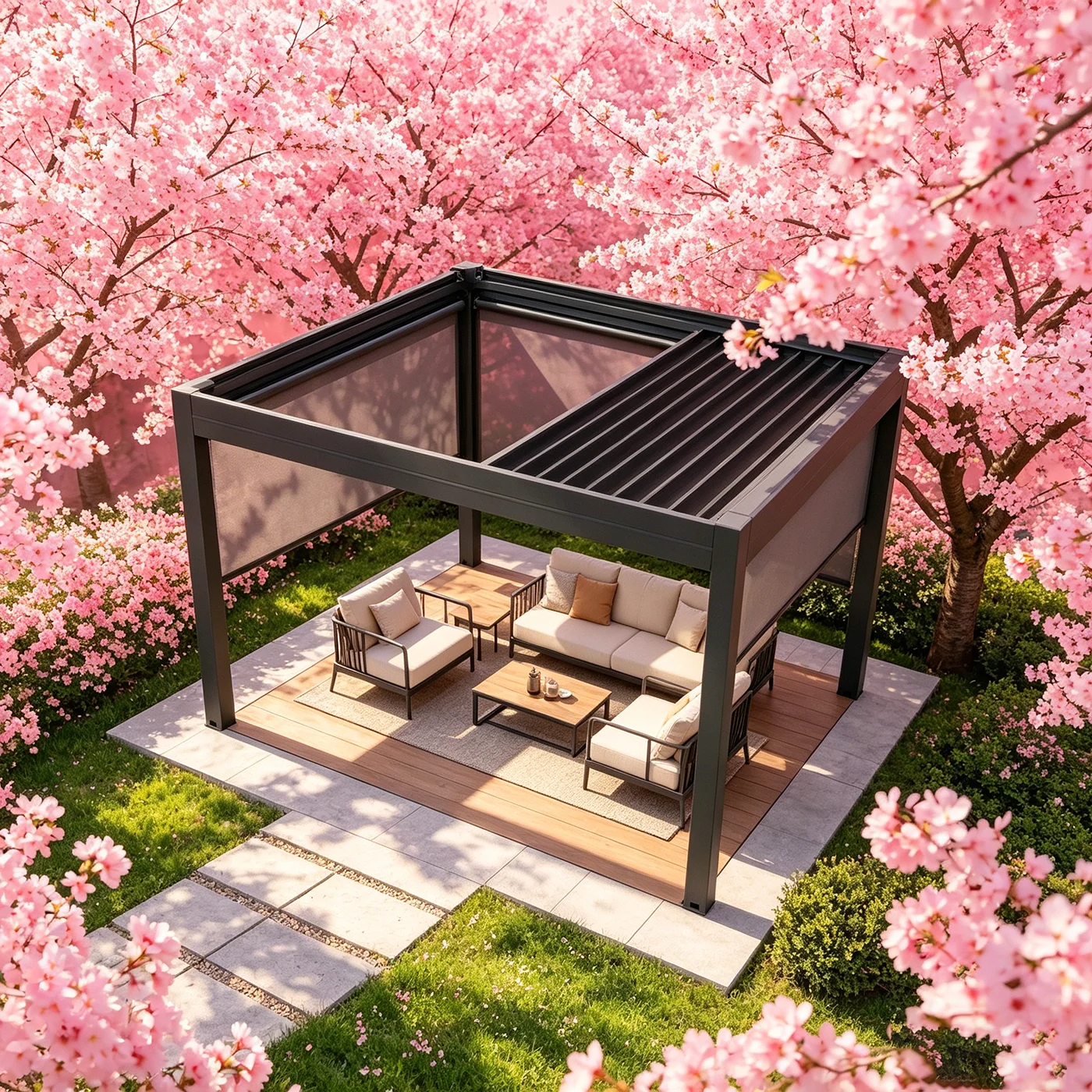 Easy Assembly Aluminium Pergola System for Garden, Outdoor Shade Structure, Smart Gazebos & Sleek Outdoor Garden Furniture