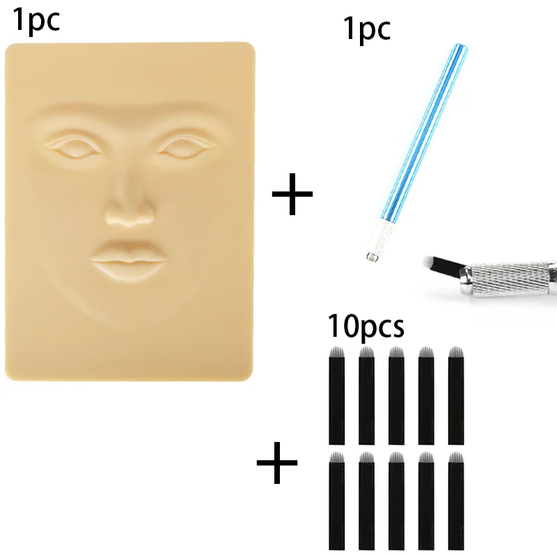 1pc Tattoo Practice Kit Practice leather hand pen, silicone face synthesis Practice skin and needle - the perfect face, lip