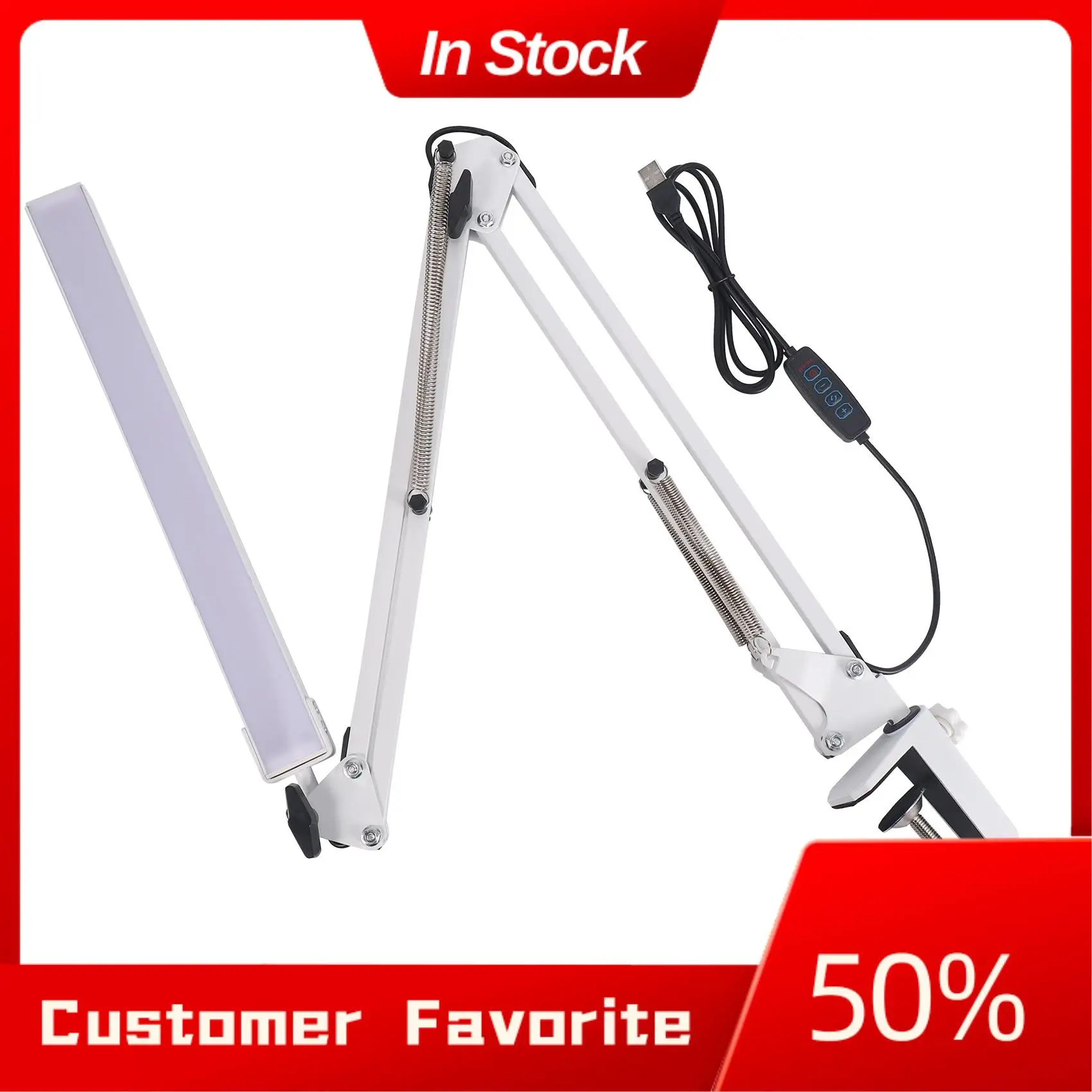 AT03 Top LED Desk Lamp With Clamp, 10W Swing Arm Desk Lamp, 3 Lighting Modes, Adjustable Table Lamp For Study, Drawing,Office