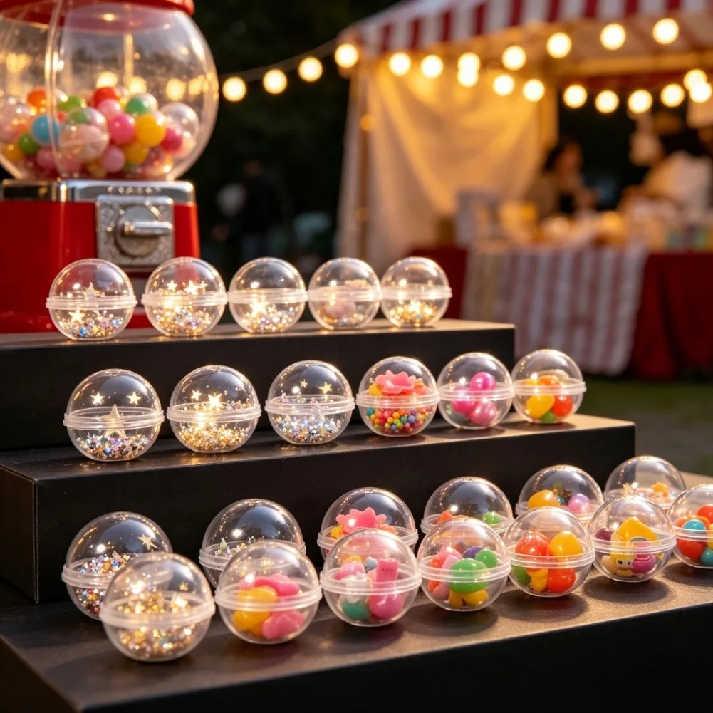 200pcs Clear Plastic Round Empty Capsules 1.1 inch / 2.8cm for Vending Machines Claw Machines Party Favors Decoration