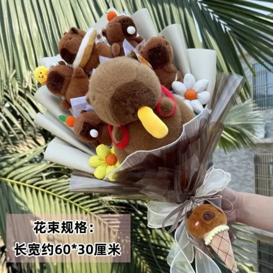 

Capybara Plush Animals With Crochet Sunflowers Creative Flower Bouquets Soft Animal Doll Christmas Graduation Birthday Gifts