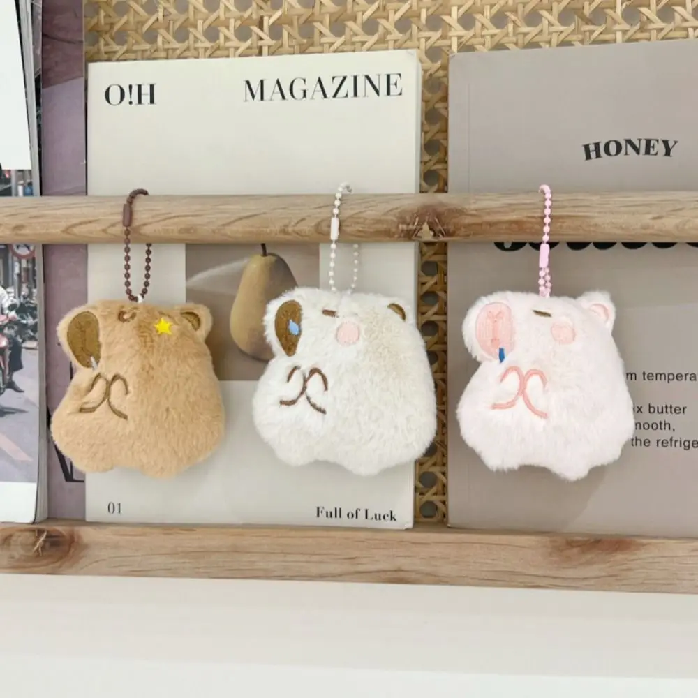 Fashion Cartoon Capybara Plush Keychain Plush Stuffed Toys Ball Chain Charms Soft Guinea Pig Pendant Hanging Accessory