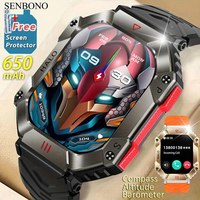 SENBONO 2023 Men Smartwatch Compass Barometer Altimeter GPS Trajectory Outdoor Sport Bluetooth Call 650mAh 2.0'' Smart Watch Men