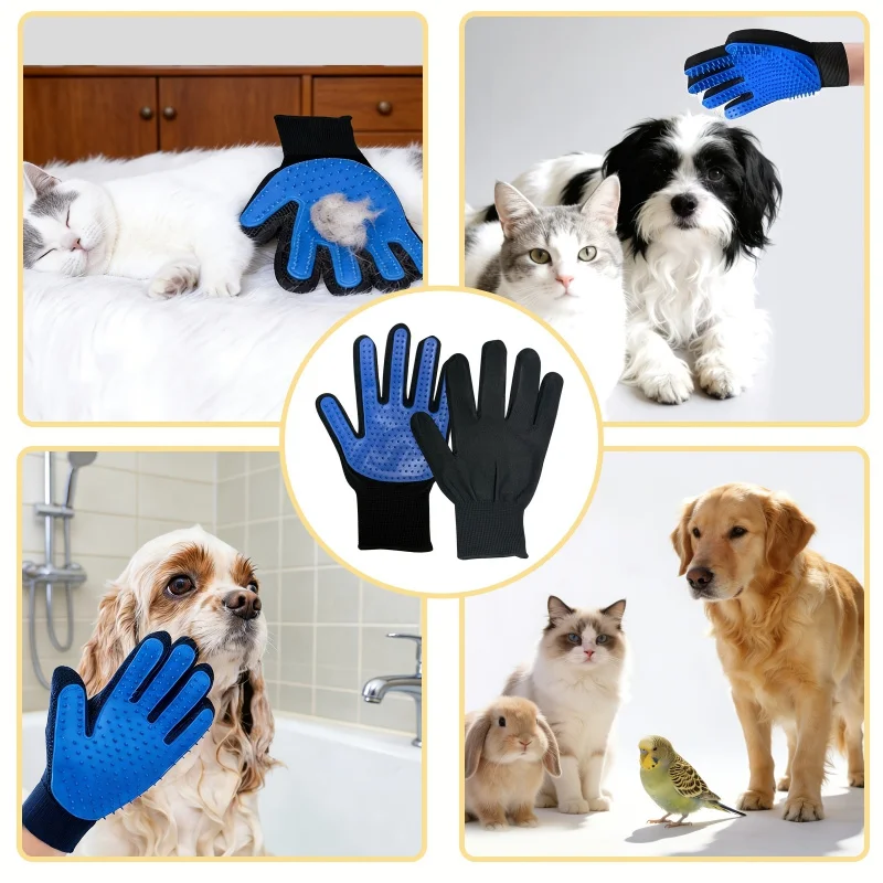 2PCS Pet Grooming Gloves, Massage Deshedding Brush for Dogs Cats, Efficient Tool to Remove Loose Pet Fur - view 6