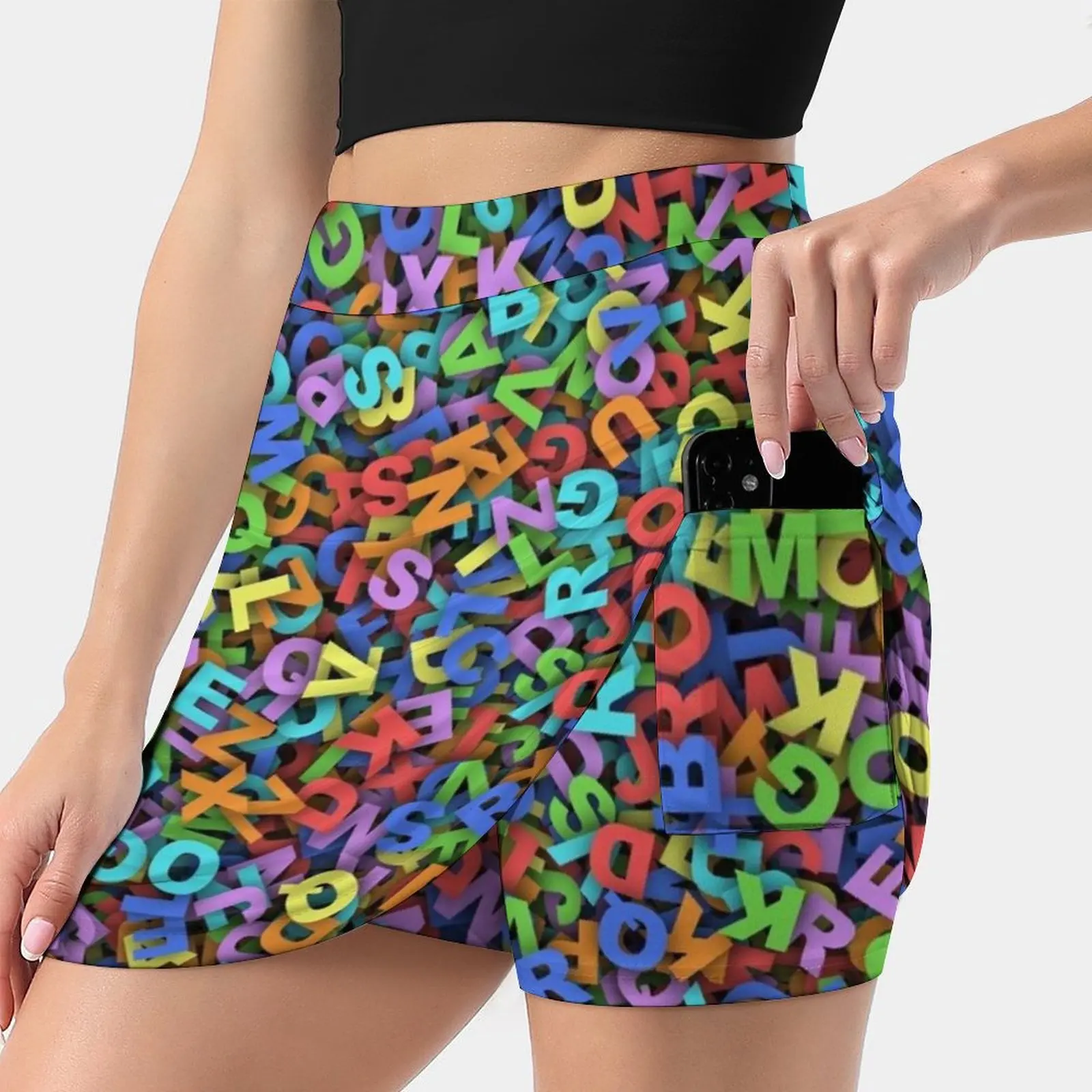 Alphabet Women's skirt With Hide Pocket Tennis Skirt Golf Skirts Badminton Skirts Running skirts Char Letter Sigh Symbol School