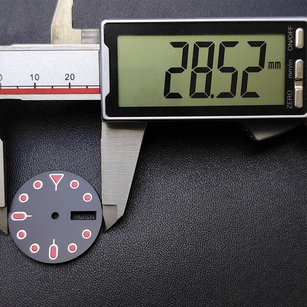 Esfera de reloj estéril con calendario Dual de 28,5 MM de diámetro SKX007, esferas modificadas para accesorios de movimiento NH36, piezas de reloj para reloj de pulsera