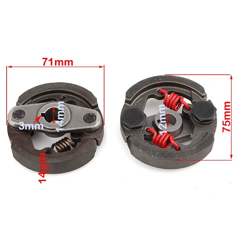 2 Stroke 47cc 49cc Complete Alloy 2/3 Shoe Clutch Pads Springs Gas Motorcycle Minimoto Pocket Bike Mini Dirt Bike Quad ATV