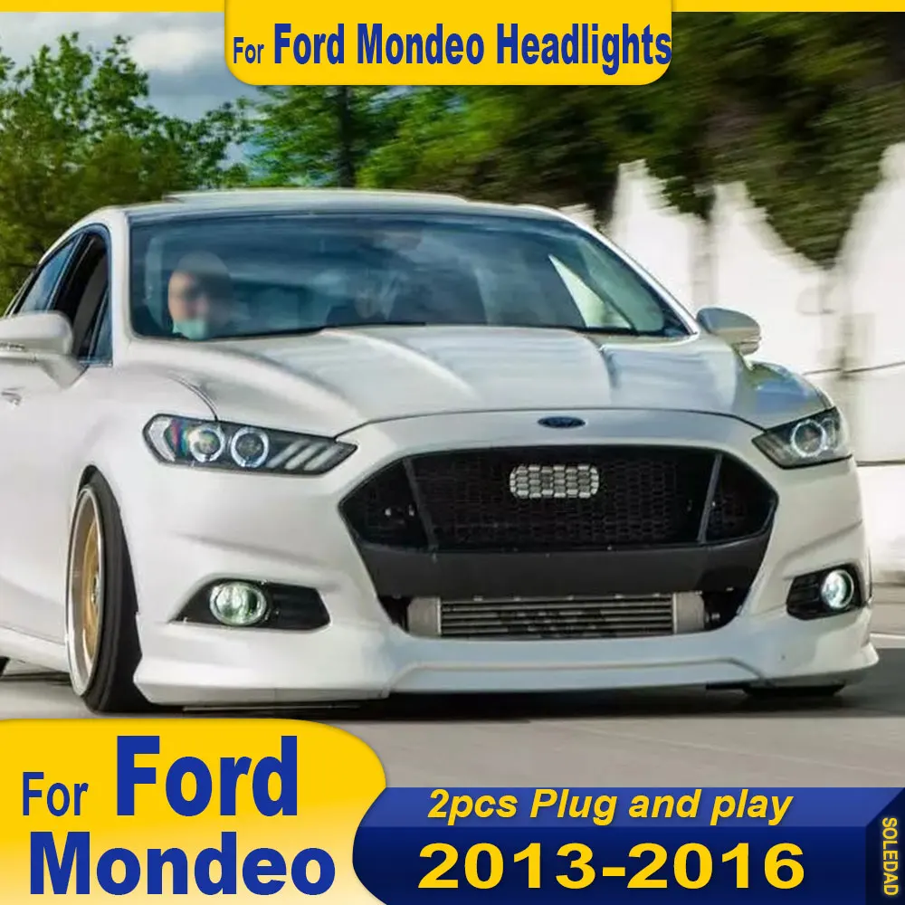 

Пара автомобилей для фар Ford Fusion 2013-2017 Mondeo DRL Mustang Design Hid, динамический сигнал, биксеноновый светодиодный луч, аксессуары