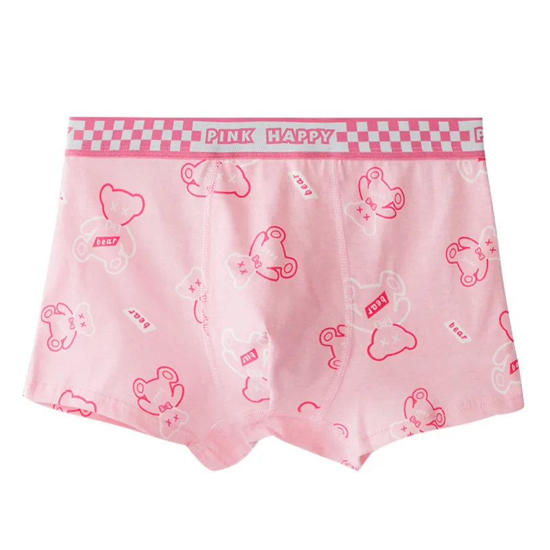 Youth Pink Cute Underwear for Men Pure Cotton Antibacterial Boxer Shorts Student Breathable Large Panties Aro Pants Boys Trunks