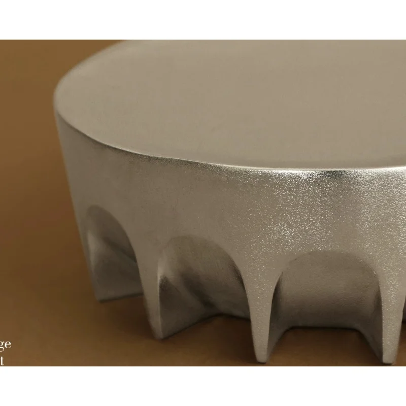 Aluminum silver-faced concave geometric decorative piece for home and living room tabletop art display tray