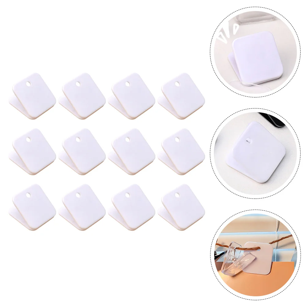 

12 Pcs Chip Clips Square Folder Bag Document Sorting White Plastic Test Paper Clamps Office