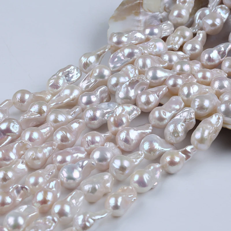 

11-13mm natural white real loose freshwater fireball huge large baroque pearls strand