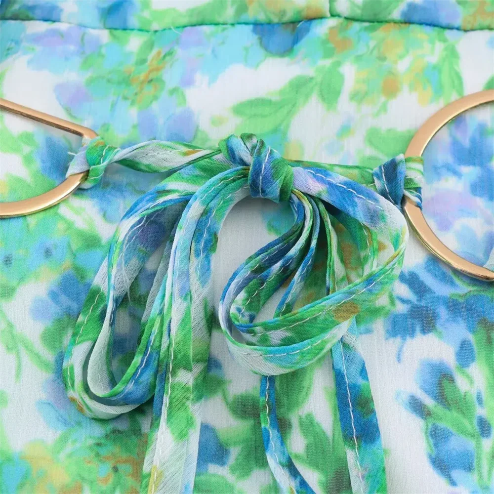   2025 avec ceinture design tempérament ample imprimé robe à manches courtes jupe courte été nouveaux vêtements pour femmes