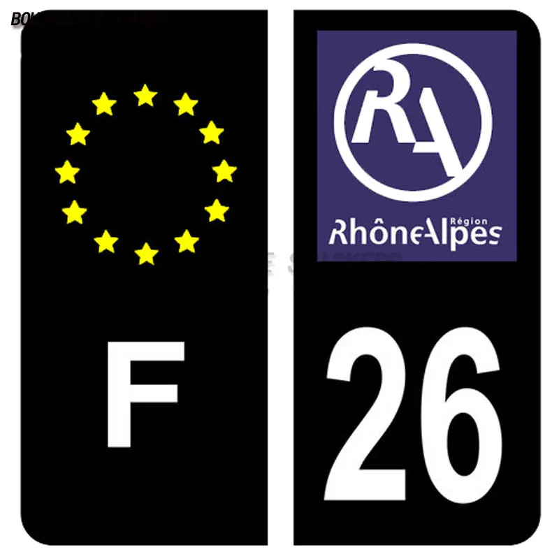 License plate number 38 Is è Re 01 Ain 74 Haute Savoie07, 69, 26 black C& F European car license plate decoration PVC decal