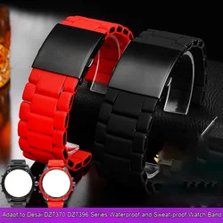 24 26 28mm Metal Strap For Diesel Black Knight DZ7396 DZ7370 DZ4289 Watch Strap Red Silicone Clad Steel Men's Large DIESEL Strap