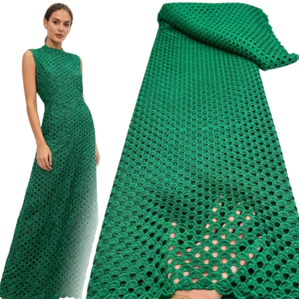 

White African Guipure Cord Lace Fabrics 5 Yards 2025 High Quality Water Soluble Lace Fabric for Wedding Party Dresses Sew TP1797