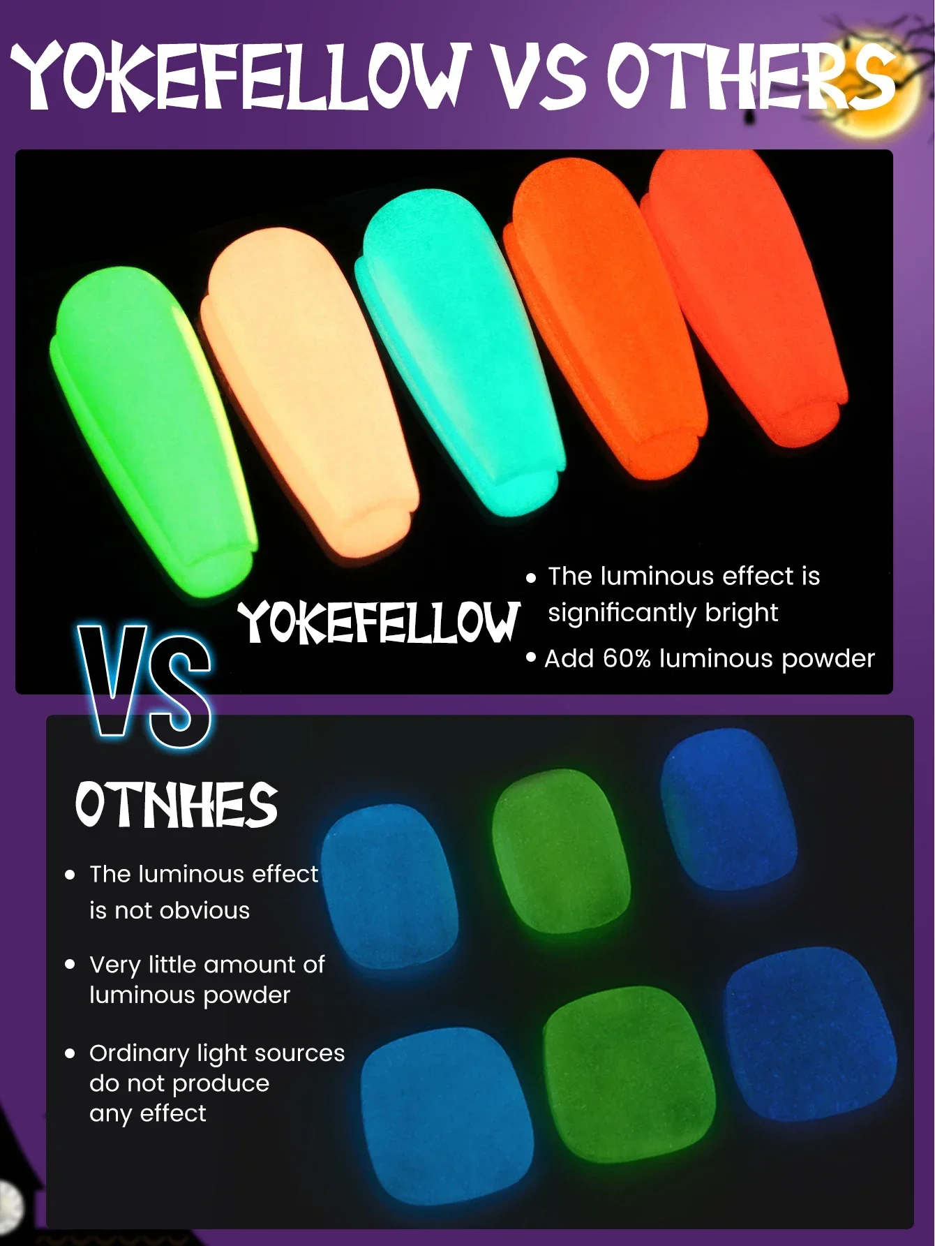 YOKEFLLOW 10ml Luminous UV LED Gel Nail Polish Green Fluorescent Glow In Dark Gel Varnish Soak Off For Halloween Party Nail Gel