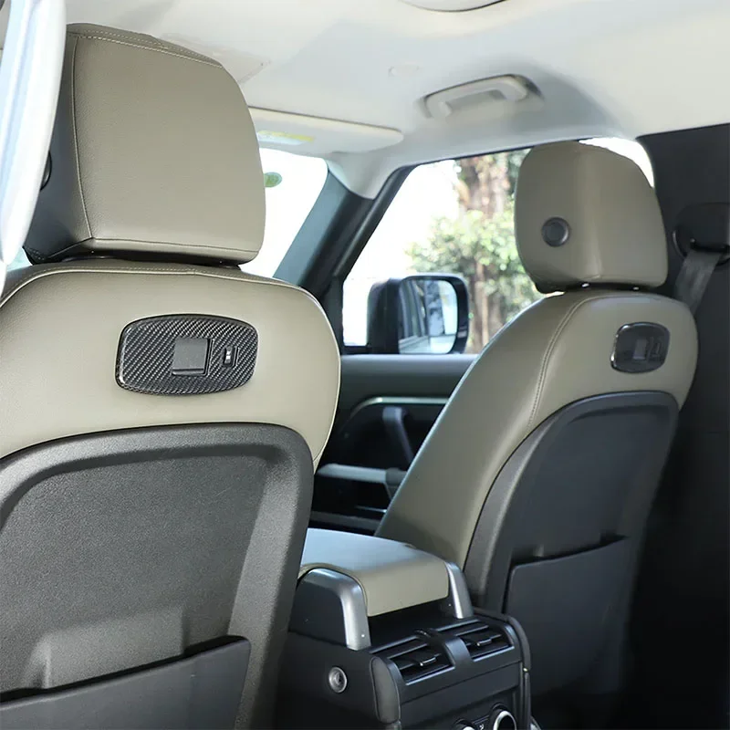 

For Land Rover Defender 110 130 2020-24 Real Carbon Fiber Car Seat Back USB Port Panel Frame Cover Trim Interior Car Accessories