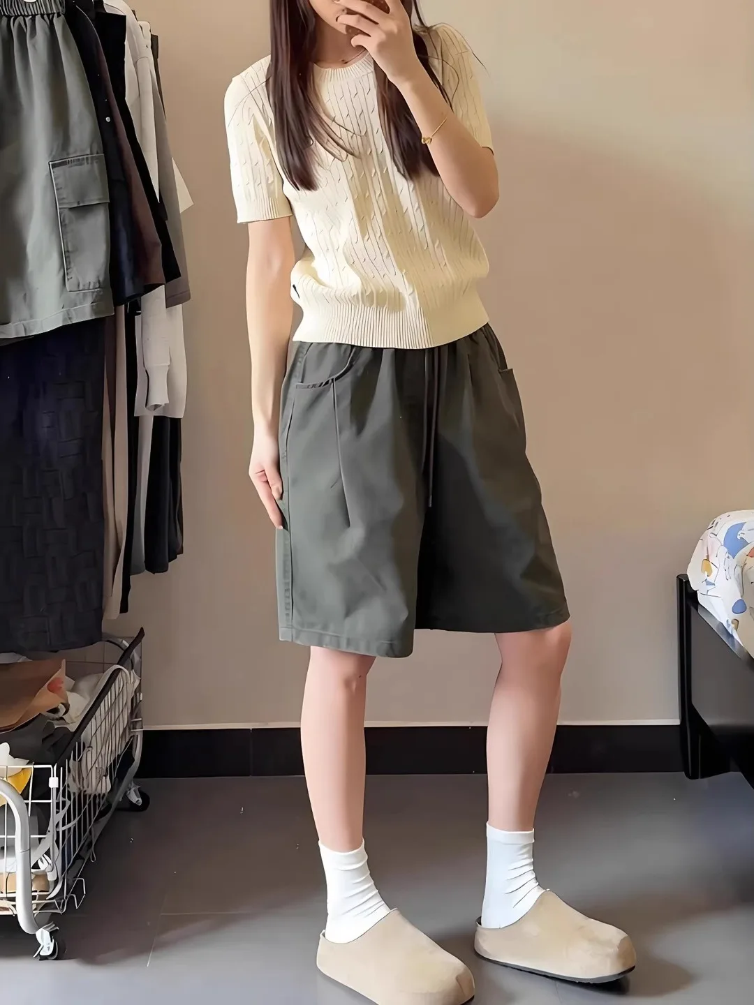 

Military een Waed Cotton Workwear orts Men's Summer Vintage Five-Point American Folded Wood Cutting Pants