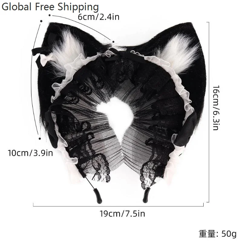 Halloween rendas orelhas de gato bandana bonito meninas artesanal orelhas animais lolita arco bandana adereços em quadrinhos cosplay anime animal orelha 2025