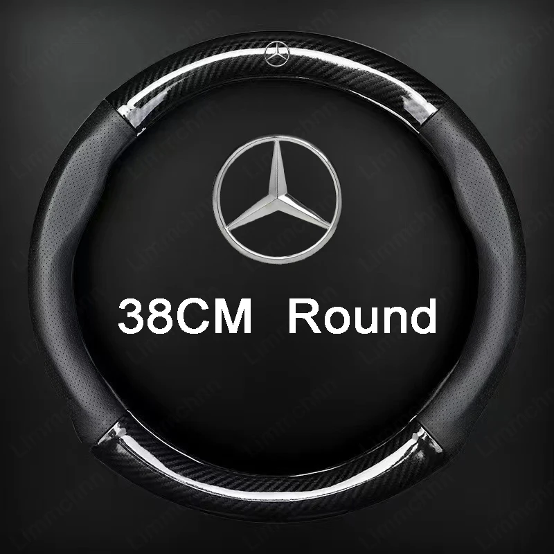 Car Logo Steering Wheel Cover For Mercedes Benz C180 C200 C260 C300 W108 W124 W126 W140 W168 A B C E Class GLA CLA 3D Embossing