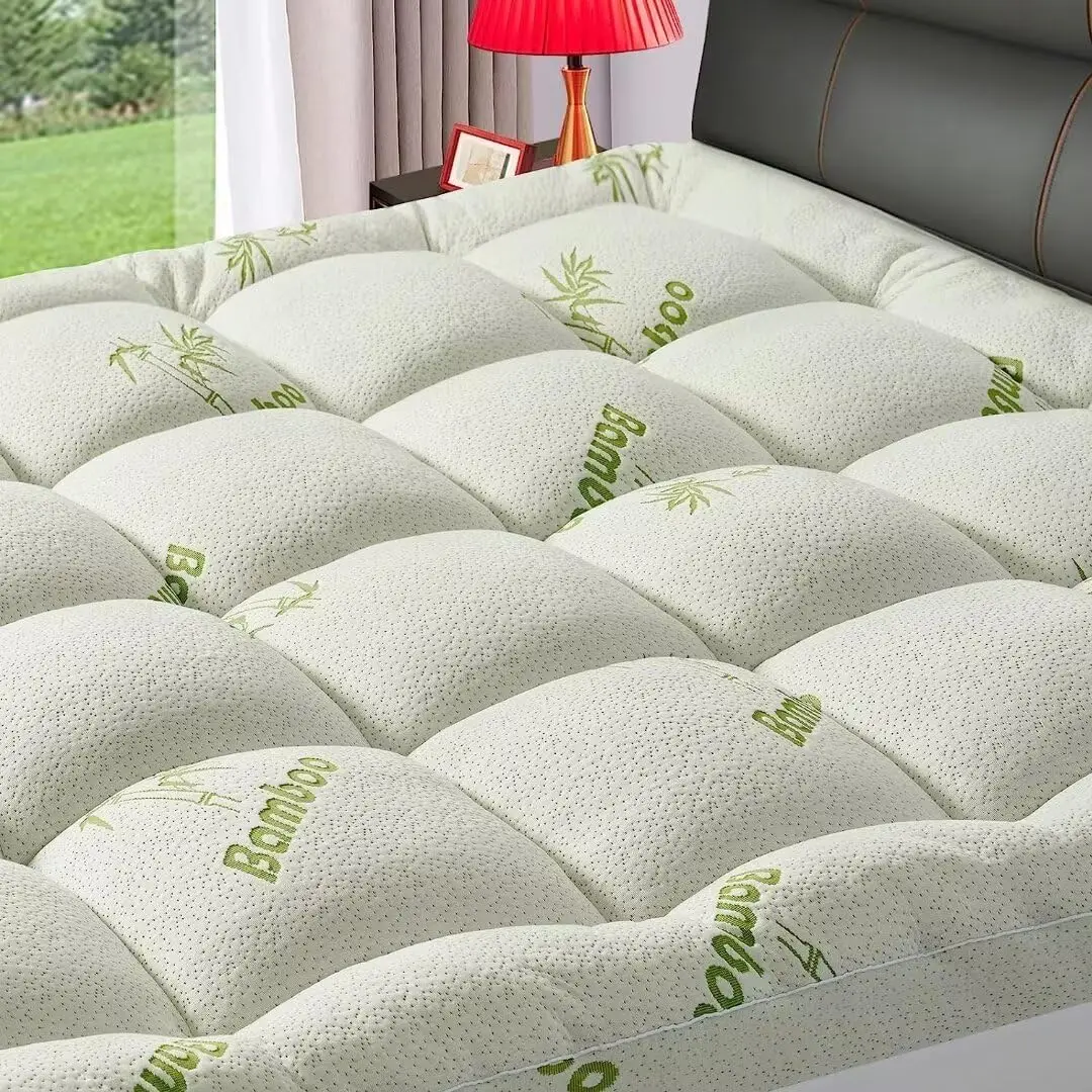 

Extra Thick King Mattress Topper for Back Pain, Quilted Fitted Viscose Made from Bamboo Mattress Pad Pillow Top Mattress Cover