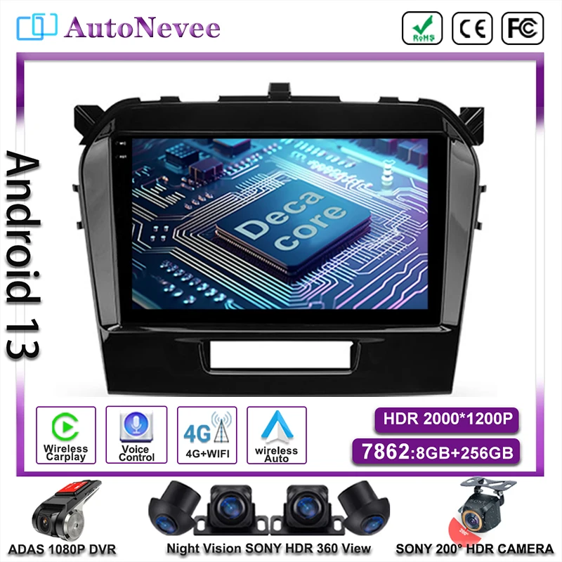 

Android Car Radio Multimedia Video Player GPS Navigation For Suzuki Vitara 2017 2018 2019 2020 high-performance CPU QLED Screen