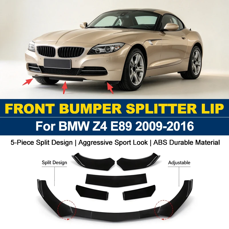 5Pcs ABS Front Bumper Canard Lip Splitter Spoiler Body Kit For BMW Z4 E89 2009-2016 2010 2011 2012 2013 Car Styling Tuning Parts