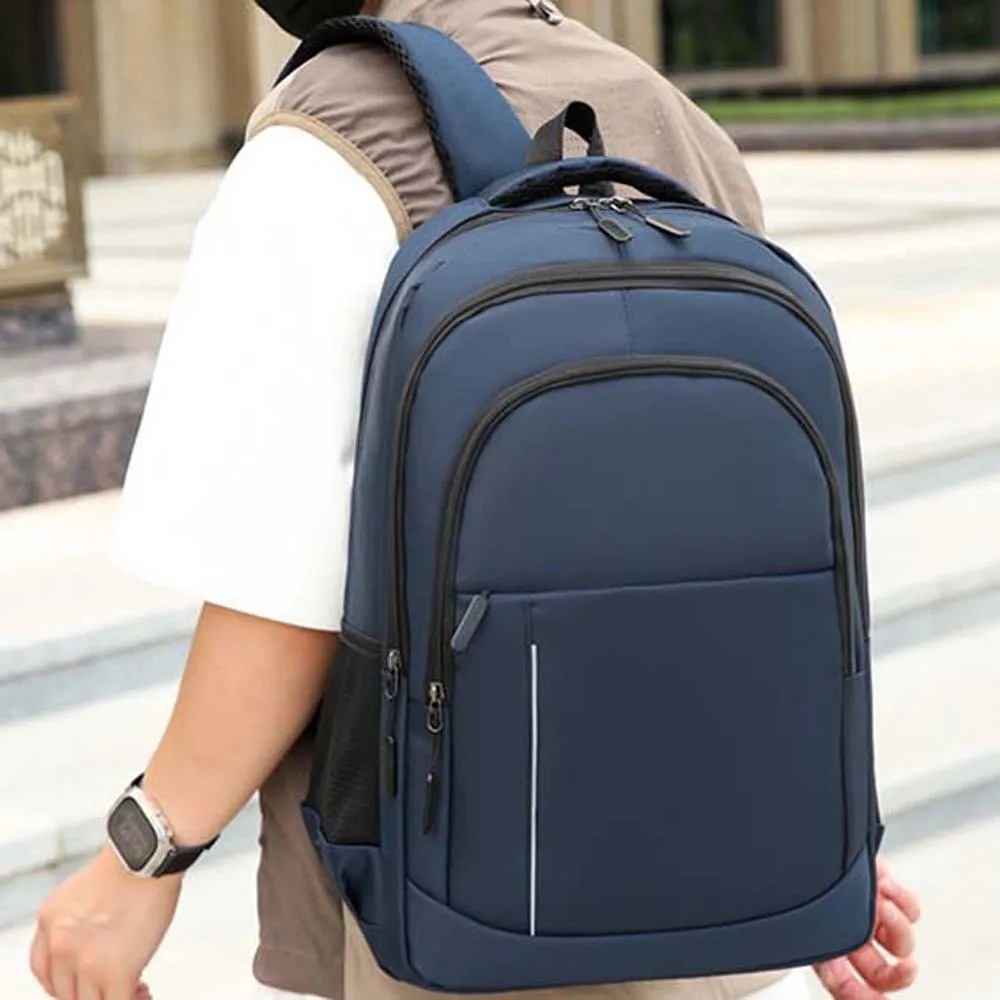 Lightweight Men's Business Backpack Scratch Prevention Anti-splash Water Students Durable Daypack Solid Color Fixed Webbing