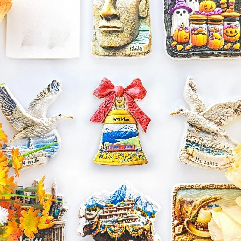 Interlaken Cowbell Fridge Magnet - 3D Swiss Alpine Souvenir Musical Farmhouse Decor Unique Europe Gift with Strong Magnet