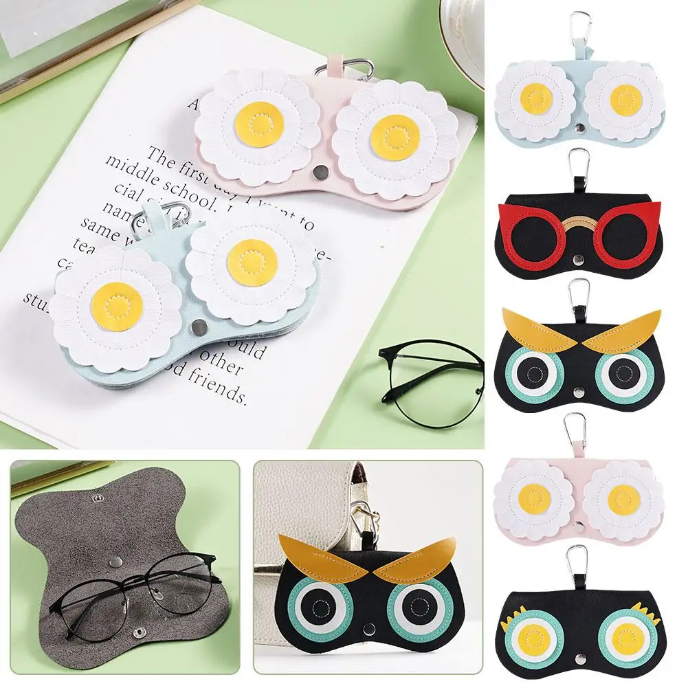 Owls Cartoon Glasses Case Women's Eyewear Case Portable Cute Sunglasses Storage Box Men Reading Glasses Protective Organizer