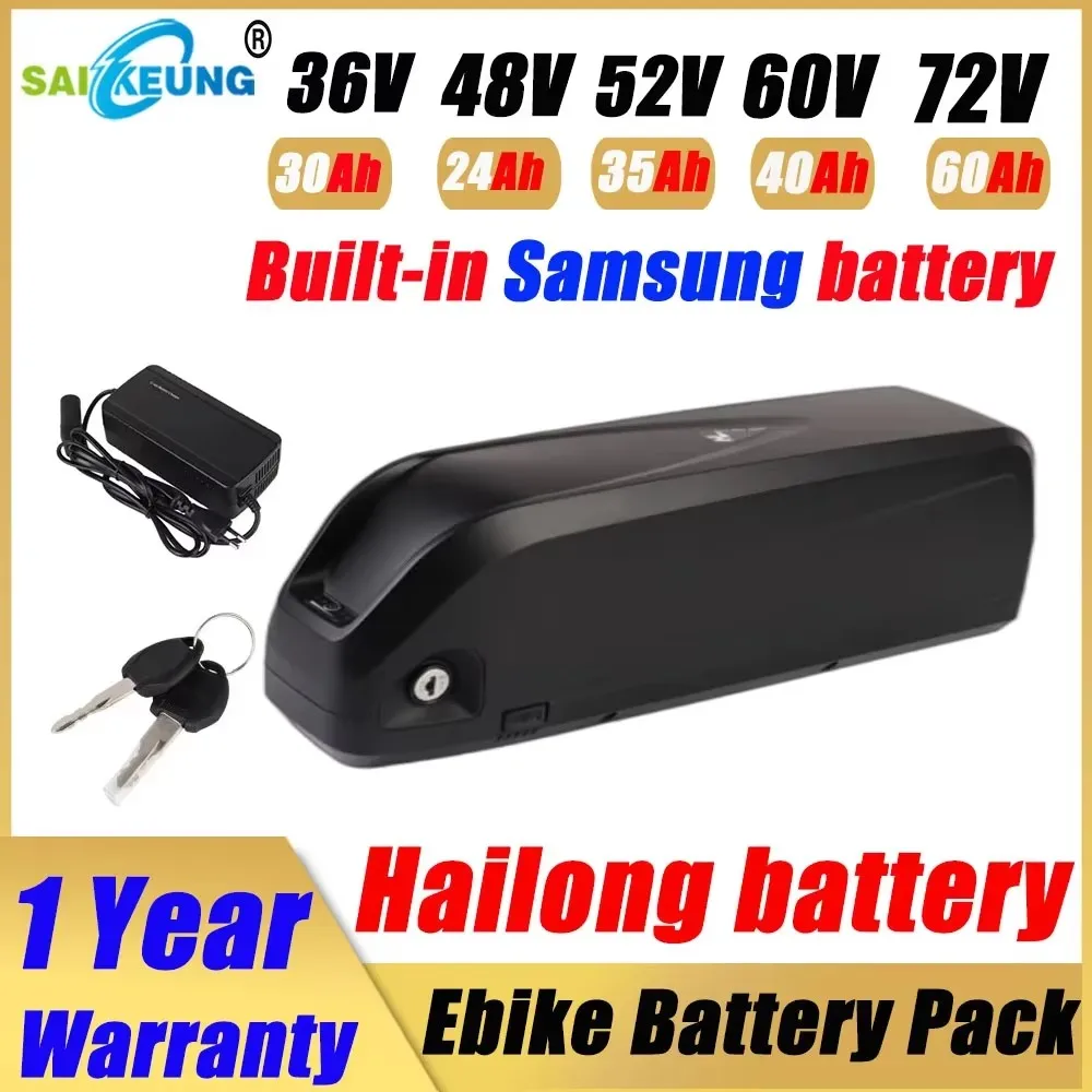 

Rechargeable 72v ebike battery 36V 48V 52v 60V Hailong 13/20/23/24/25/30ah/35/40/50/60ah 250w-3000w Scooter Lithium Battery Pack