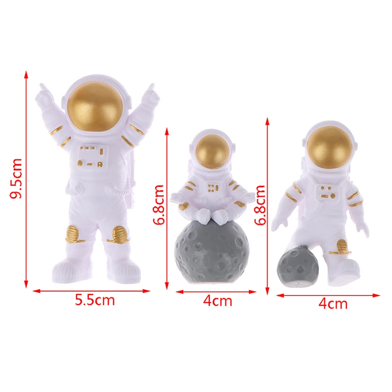 3Pcs Universe Rocket Astronaut Happy Birthday Letter Decoration Cake Topper