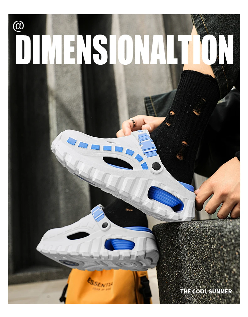Herren- und Damen-Clogs mit Dicker Sohle, EVA Atmungsaktive Hohle Pantoffeln, Lässige Outdoor-Strand-Garten-Slides, Rutschfeste Plateau-Sandalen – Detail 5