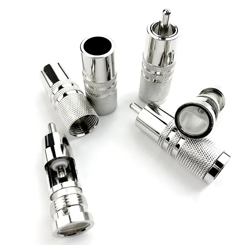 4 Buah Konektor Adaptor Audio HiFi Colokan Solder RCA Tembaga Berlapis Perak 11Mm