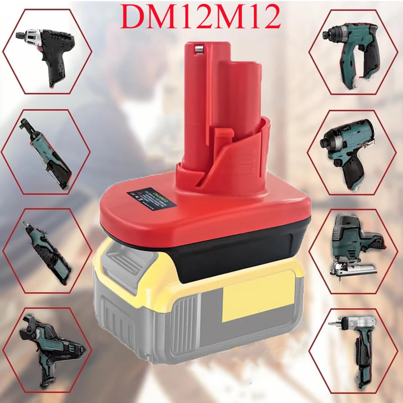 

For Milwaukee 12V Li-ion Battery Power Tools Adapter DM12M12 Compatible for Milwaukee 18V for DeWalt 20V Lithium-ion Batteries