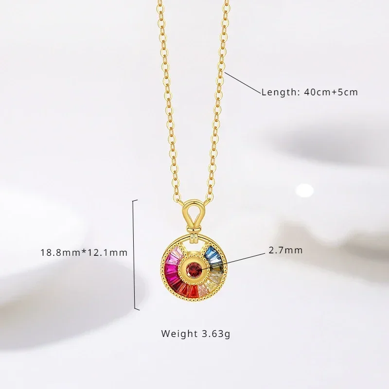 Fashion Light Luxury Style Round Pendant S925 Sterling Silver Necklace Female Hundred with High-level Feeling